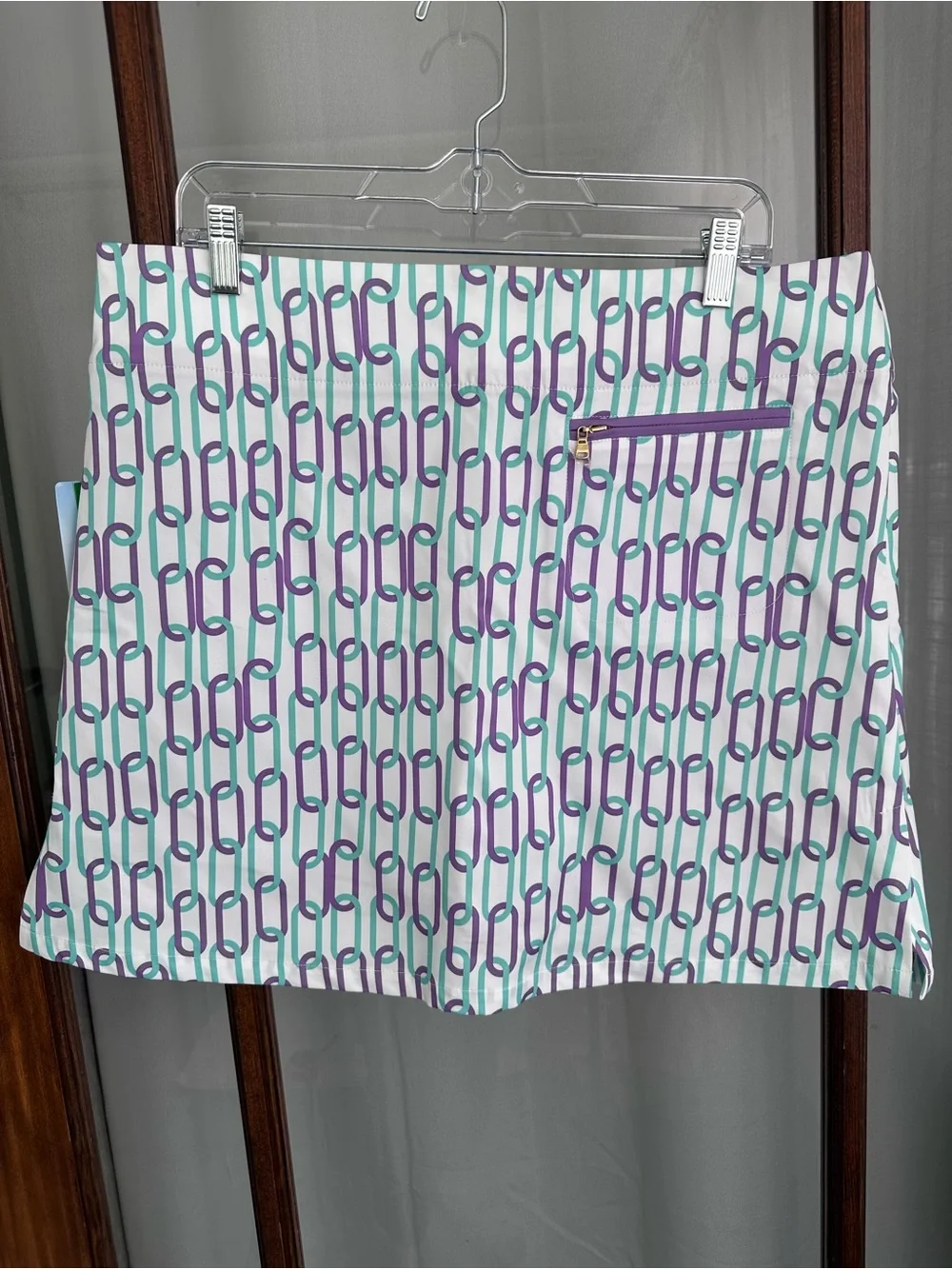 NWT Fairway Fox Womens Purple Print Golf Skirt‎ Size 14 Coolmax Jen Skort Preppy